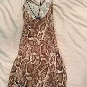 H&M Brown and Cream Reptile Print Dress
